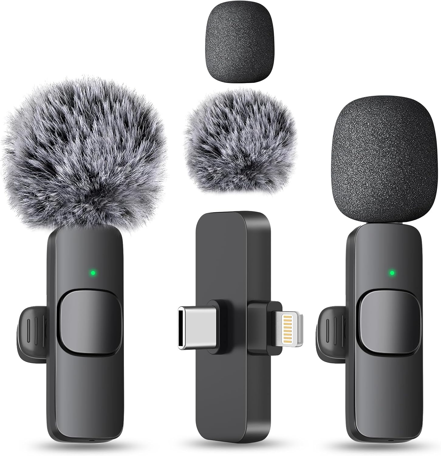 Professional Wireless Mini Microphone for Iphone, Ipad, Android Phone - Bluetooth Lavalier Lapel Mic for Video Recording - Clip on USB C Microphones for Youtube Tiktok Podcast Vlogging